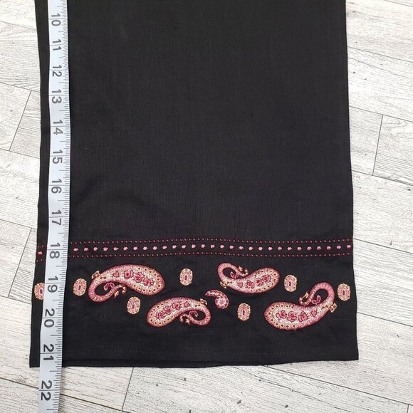 Style & Co Linen Cropped Wide Leg Pants Drawstring Embroidered Paisley SP - Picture 10 of 11